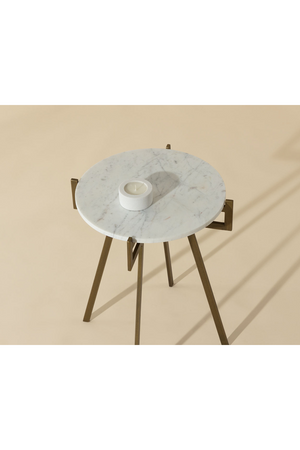 Antique Brass Marble End Table | Splendido Anak | Oroa.com