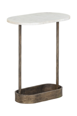 Modern European furniture  Oval White Marble End Table - www.oroa.com