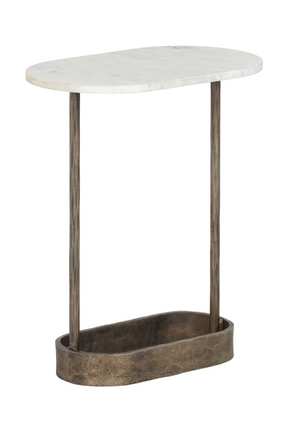 Oval White Marble End Table by Splendido Eden Side Table