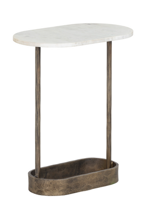 Oval White Marble End Table | Splendido Eden