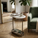 Modern European furniture  Oval White Marble End Table - www.oroa.com