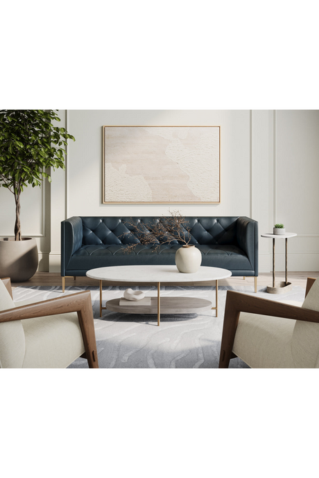 Oval White Marble End Table | Splendido Eden