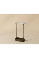 Modern European furniture  Oval White Marble End Table - www.oroa.com