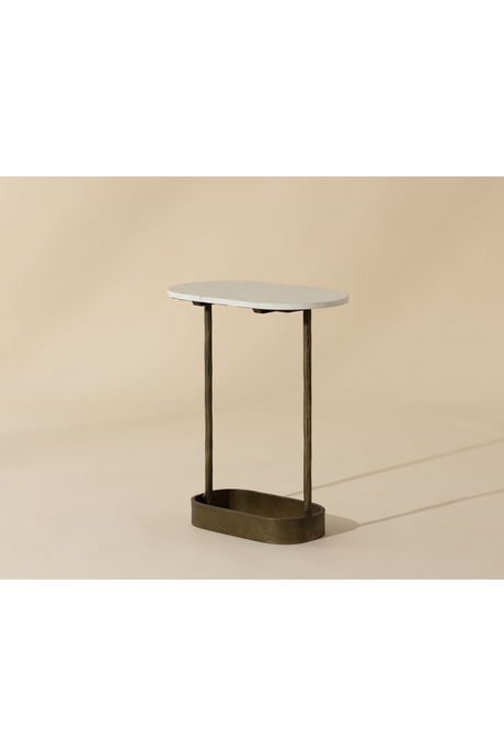 Modern European furniture  Oval White Marble End Table - www.oroa.com