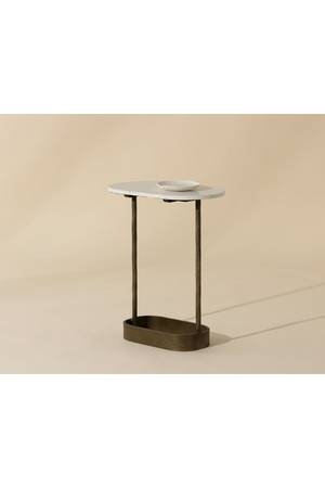 Oval White Marble End Table | Splendido Eden