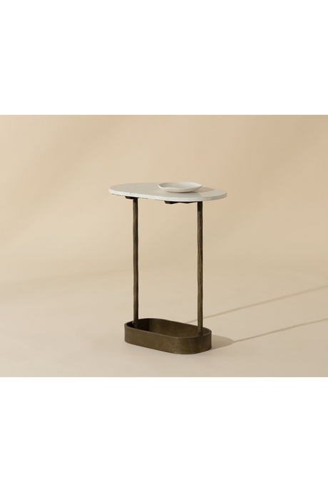 Modern European furniture  Oval White Marble End Table - www.oroa.com