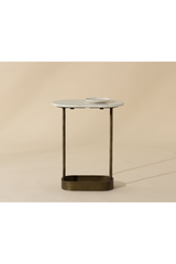 Modern European furniture  Oval White Marble End Table - www.oroa.com