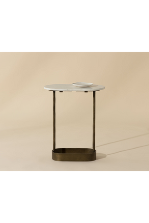 Oval White Marble End Table | Splendido Eden