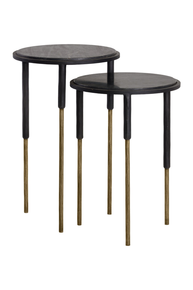 Modern European furniture - Black Marble Nesting End Tables (2) - www.oroa.com
