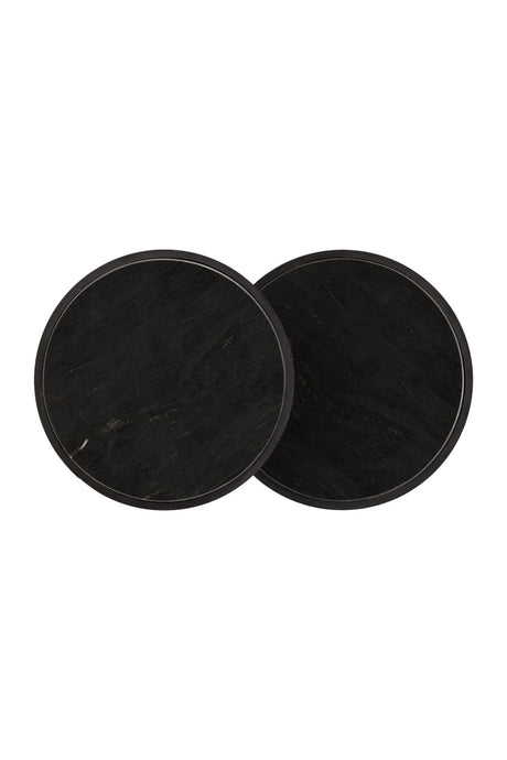 Modern European furniture - Black Marble Nesting End Tables (2) - www.oroa.com