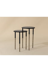 Modern European furniture - Black Marble Nesting End Tables (2) - www.oroa.com
