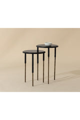Modern European furniture - Black Marble Nesting End Tables (2) - www.oroa.com