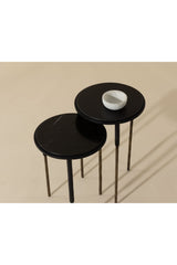 Modern European furniture - Black Marble Nesting End Tables (2) - www.oroa.com