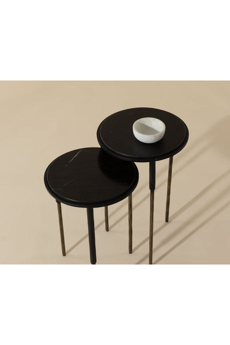 Modern European furniture - Black Marble Nesting End Tables (2) - www.oroa.com