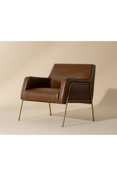 Modern European furniture - Vintage Brown Leather Lounge Chair - www.oroa.com