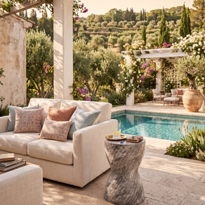   Gray Hourglass Indoor/Outdoor End Table | Oroa.com