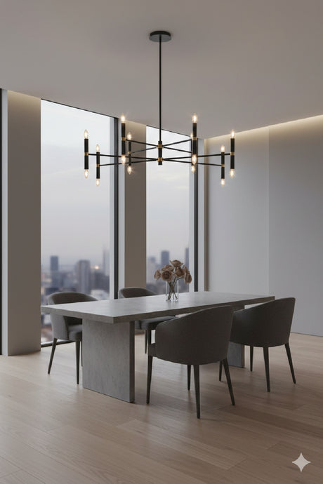 Black Tubes 16-Light Chandelier | Splendido Briggs | Oroa.com