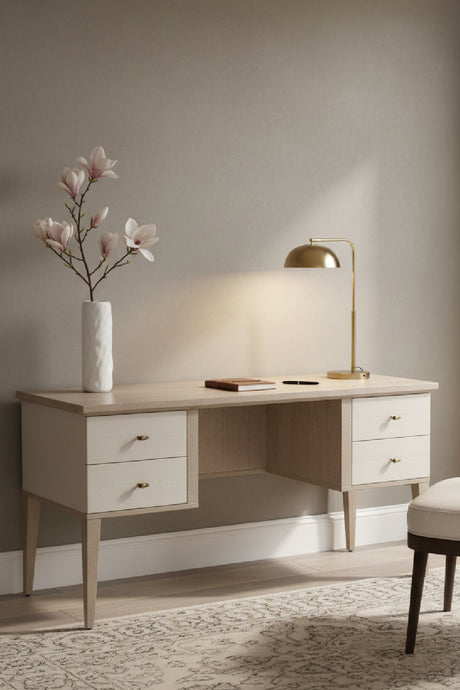 Cream Shagreen 4-Drawer Desk | Splendido Pattinson | Oroa.com