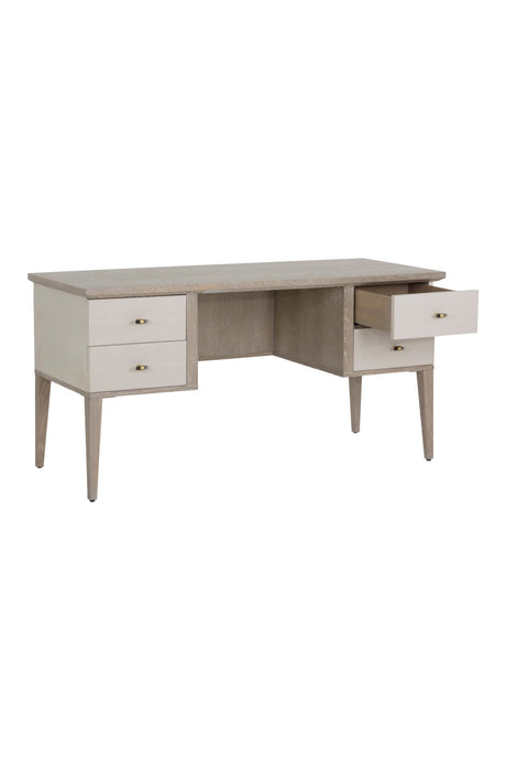 Modern European furniture - Cream Shagreen 4-Drawer Desk - www.oroa.com