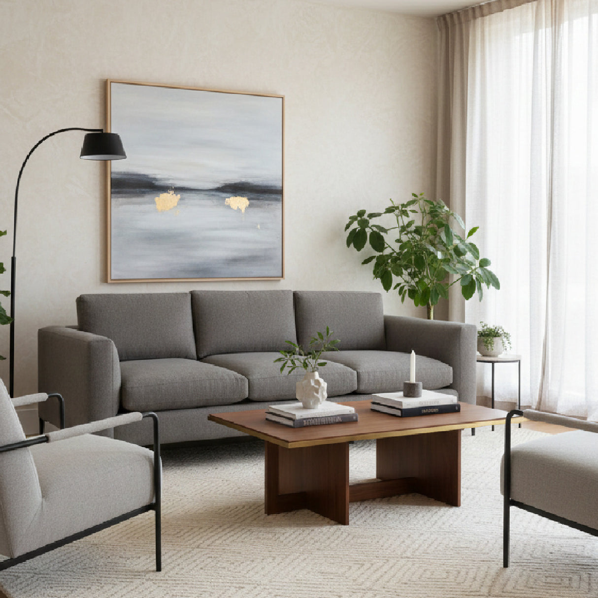 Modern European furniture - Fabric Sofa with Reversible Cushions - www.oroa.com