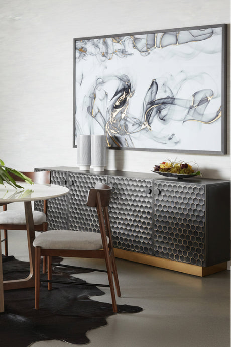 Modern European furniture - Black Iron Honeycomb Pattern Sideboard - www.oroa.com