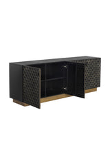 Modern European furniture - Black Iron Honeycomb Pattern Sideboard - www.oroa.com