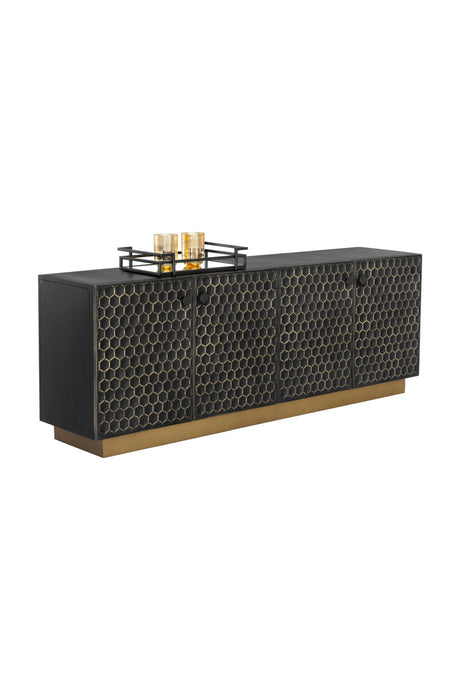Modern European furniture - Black Iron Honeycomb Pattern Sideboard - www.oroa.com