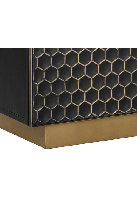 Modern European furniture - Black Iron Honeycomb Pattern Sideboard - www.oroa.com
