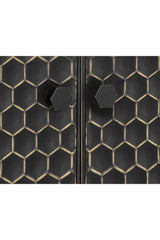 Modern European furniture - Black Iron Honeycomb Pattern Sideboard - www.oroa.com