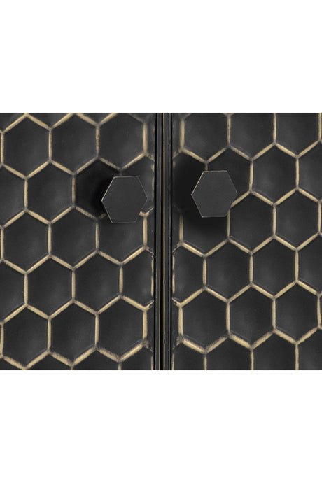 Modern European furniture - Black Iron Honeycomb Pattern Sideboard - www.oroa.com