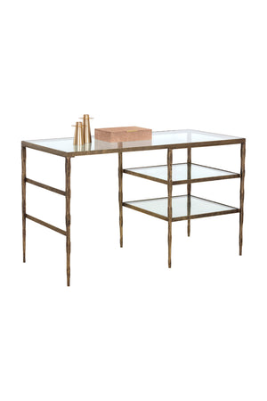Modern European furniture - Glass 2-Shelf Desk - www.oroa.com