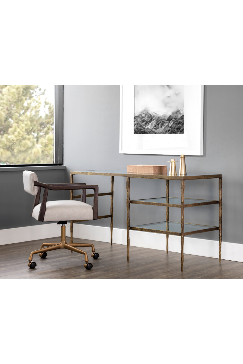 Modern European furniture - Glass 2-Shelf Desk - www.oroa.com