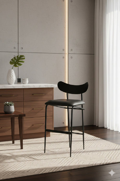 Black Sculpted Back Bar Stool | Splendido Gibbons | Oroa.com