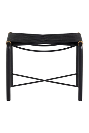 Black Leather Cord Stool by Splendido Riz Accent Stool