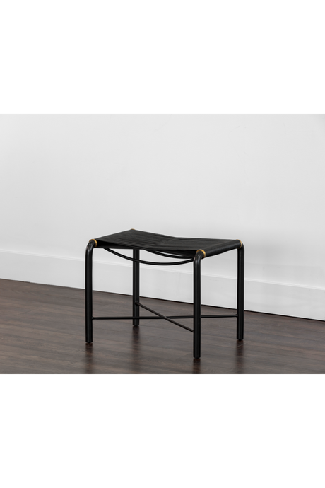 Modern European furniture - Black Leather Cord Stool - www.oroa.com