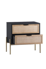 Modern European furniture - Black Oak Nightstand with Rattan Drawers - www.oroa.com