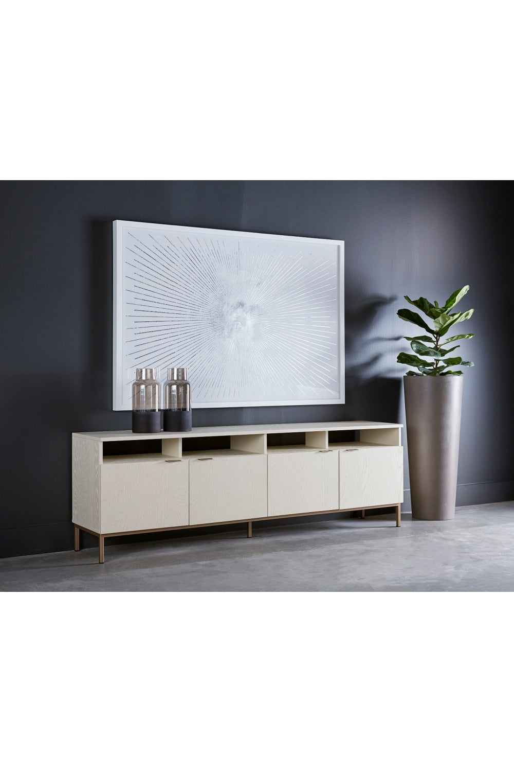 Modern European furniture - Cream Oak 4-Door Modular Cabinet - www.oroa.com