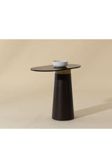 Modern European furniture - Black Glass Oval Side Table - www.oroa.com
