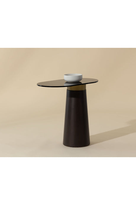 Modern European furniture - Black Glass Oval Side Table - www.oroa.com