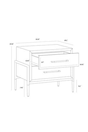 Modern European furniture - Acacia Veneer 2-Drawer Nightstand - www.oroa.com