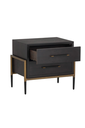 Modern European furniture - Acacia Veneer 2-Drawer Nightstand - www.oroa.com