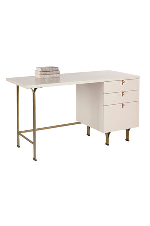 Modern European furniture - Cream Wooden 3-Drawer Desk - www.oroa.com
