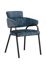Modern European furniture - Blue Fabric Dining Armchair - www.oroa.com