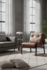 Brown Leather Industrial Lounge Chair | Splendido Sterling | Oroa.com