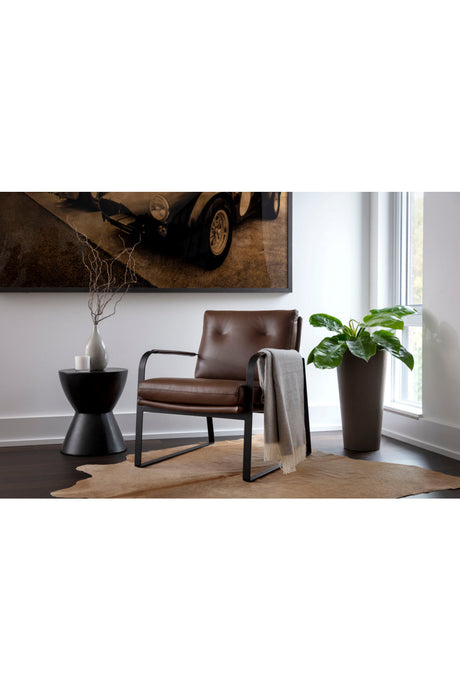 Modern European furniture - Brown Leather Industrial Lounge Chair - www.oroa.com
