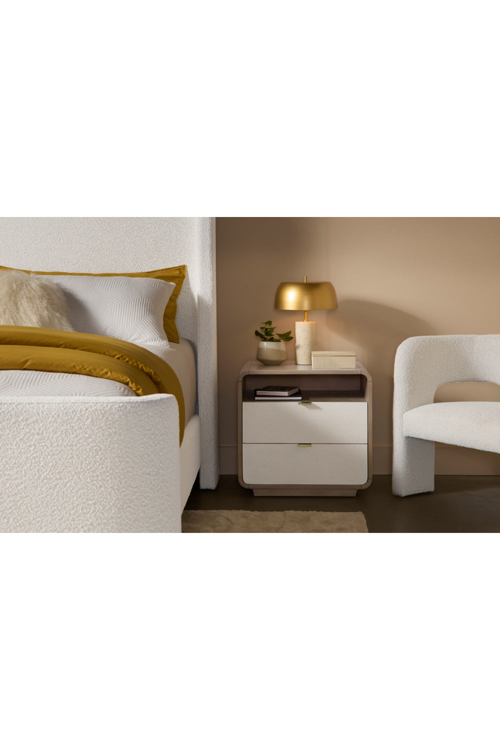 Modern European furniture - Cream Acacia 2-Drawer Nightstand - www.oroa.com