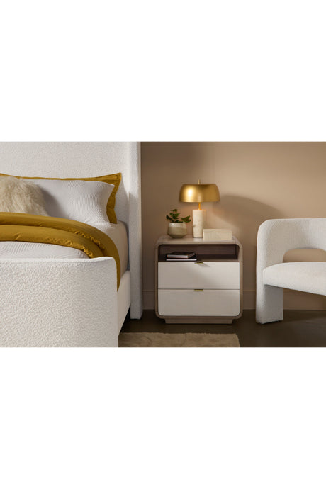 Modern European furniture - Cream Acacia 2-Drawer Nightstand - www.oroa.com
