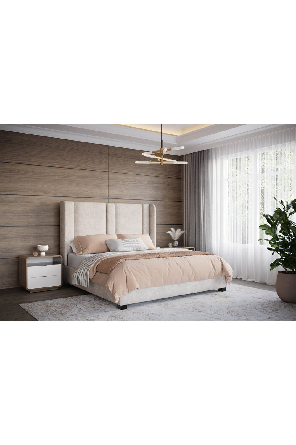 Modern European furniture - Cream Acacia 2-Drawer Nightstand - www.oroa.com