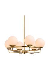 Modern European furniture - Gold Framed White Glass Chandelier - www.oroa.com