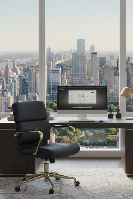 Modern European furniture - Gold Frame Upholstered Office Chair - www.oroa.com